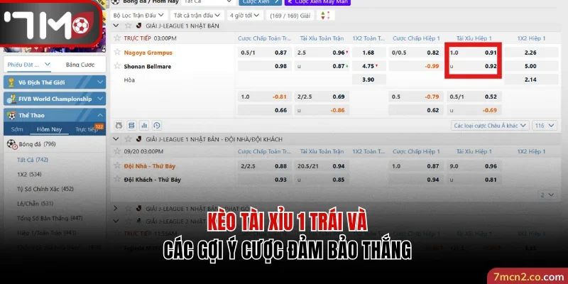 Kèo tài xỉu 1 trái